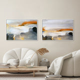 Warm Horizon, Set of 2 , Hand-painted Canvas
