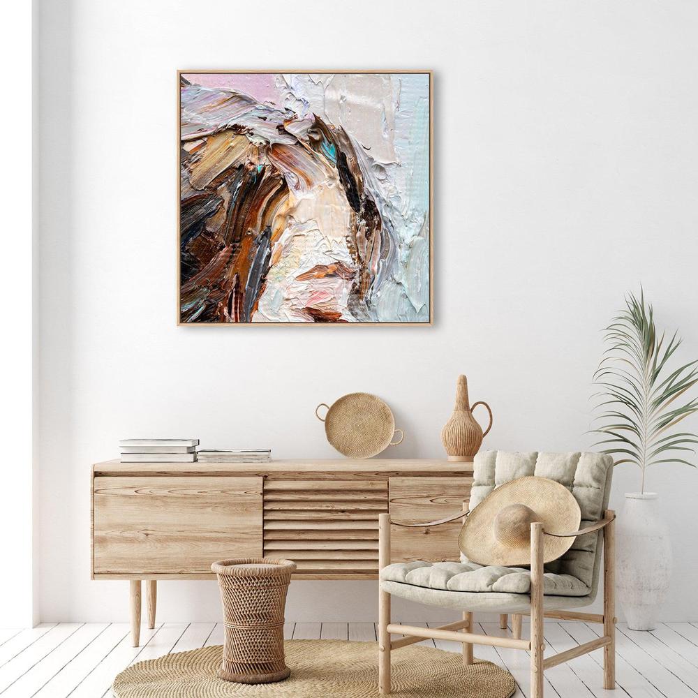 Blue, Purple and Brown Abstract , Hand-painted Canvas