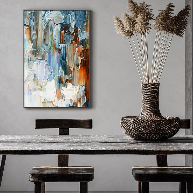 Blue and Tan Falls , Hand-painted Canvas