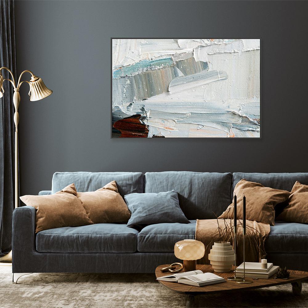 Pastel Blue Layers , Hand-painted Canvas
