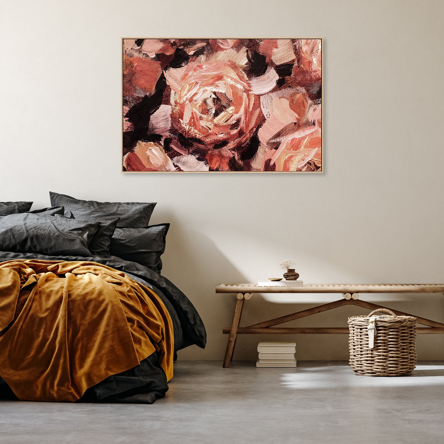 Blushing Roses, Style A, Hand-Painted Canvas