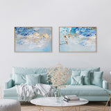 Golden Wave, Set of 2 , Hand-painted Canvas