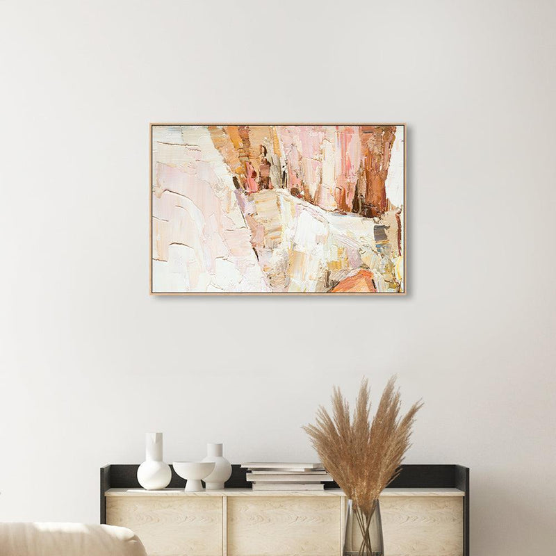 Mustard and Pink Abstract , Hand-painted Canvas