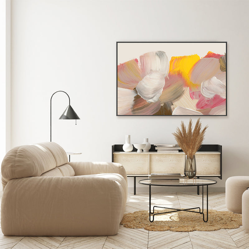 Yellow and Blush Kisses , Hand-painted Canvas