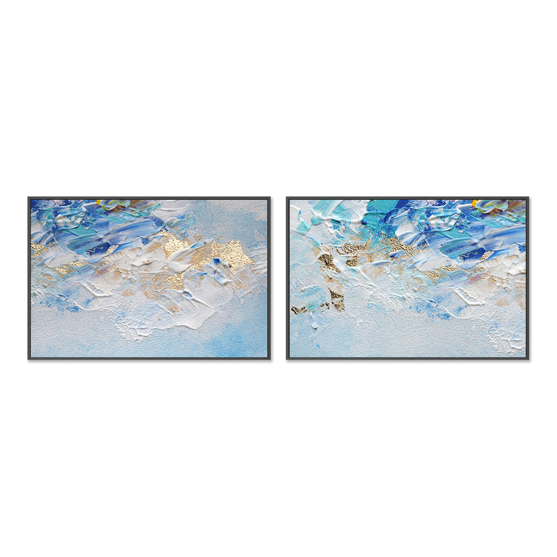 Golden Wave, Set of 2 , Hand-painted Canvas