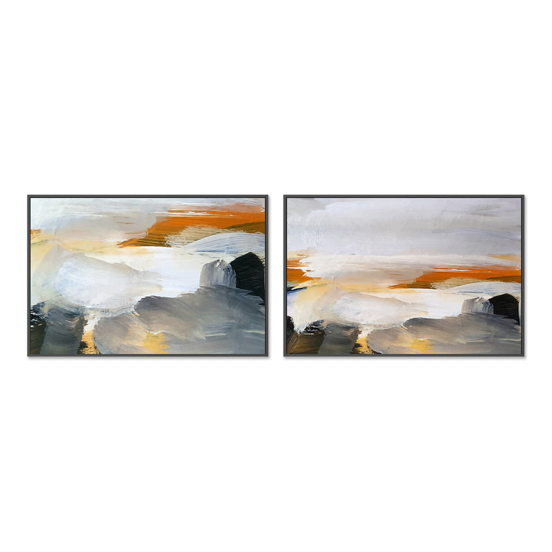 Warm Horizon, Set of 2 , Hand-painted Canvas