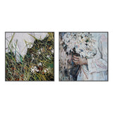 Flower Girl in the Field, Set of 2 , Hand-painted Canvas