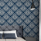 Navy Traditional Pattern-wallpaper-eco-friendly-easy-removal-GIOIA-WALL-ART