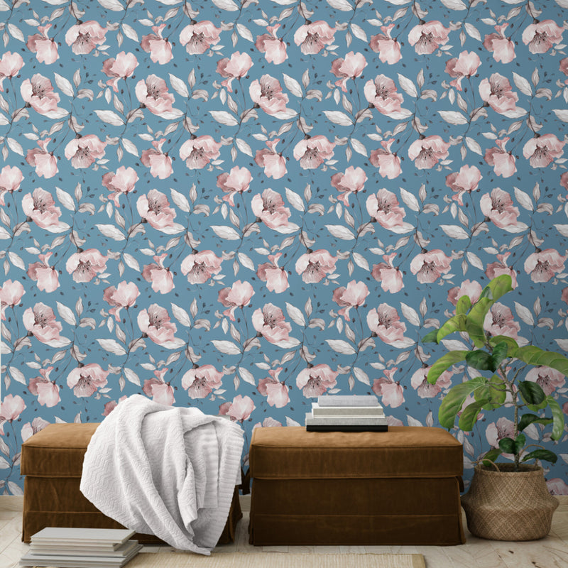 Soft Pink Blooms-wallpaper-eco-friendly-easy-removal-GIOIA-WALL-ART