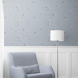 White Florals on Powder Blue Background-wallpaper-eco-friendly-easy-removal-GIOIA-WALL-ART