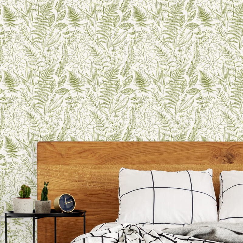 Assorted Green Leaves-wallpaper-eco-friendly-easy-removal-GIOIA-WALL-ART
