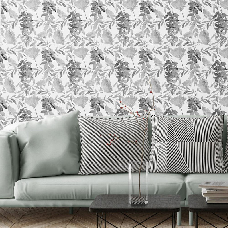 Black and White Florals-wallpaper-eco-friendly-easy-removal-GIOIA-WALL-ART