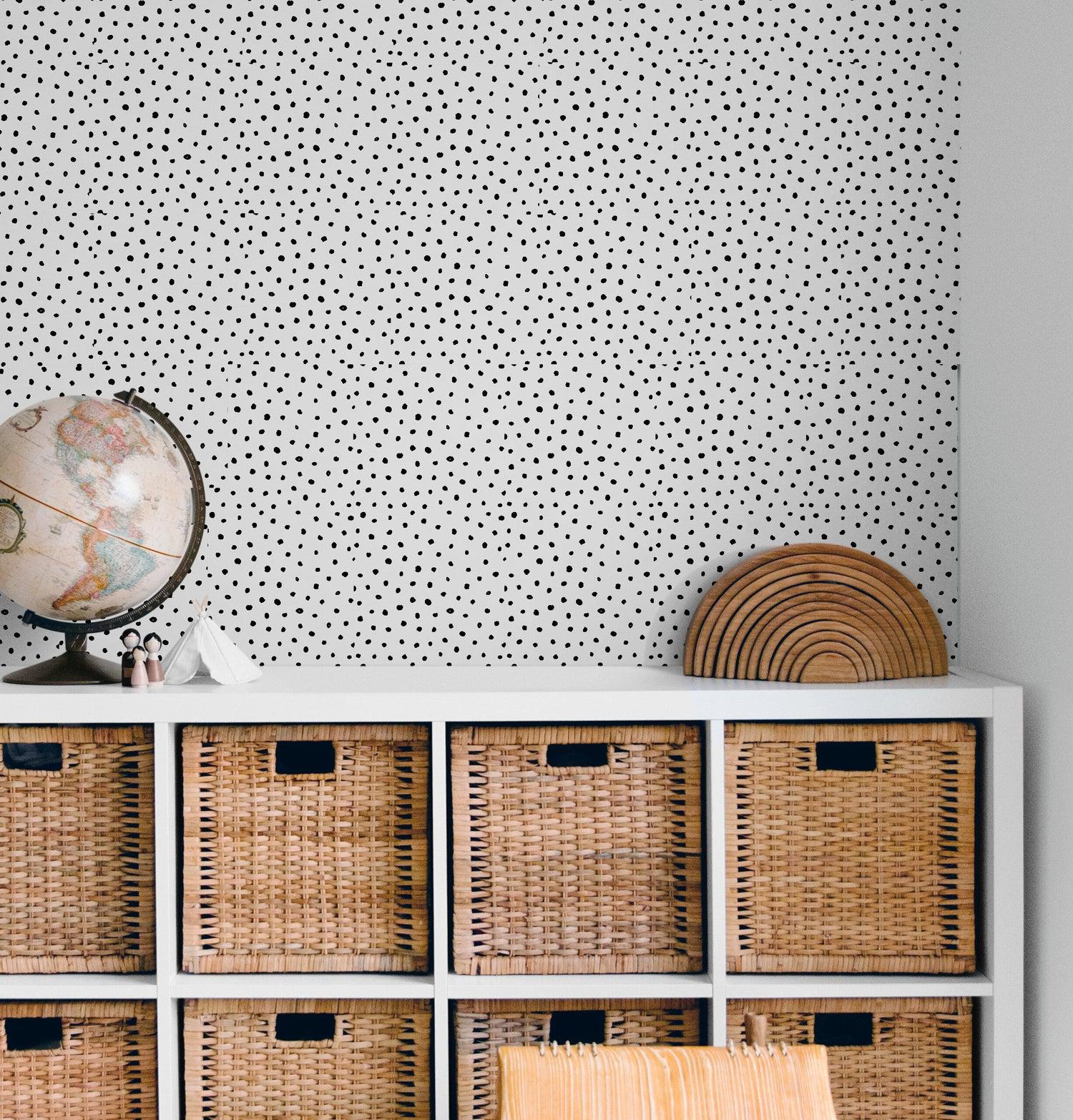 Black and White Polka Dots-wallpaper-eco-friendly-easy-removal-GIOIA-WALL-ART