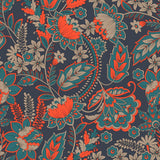 Orange and Teal Blooms-wallpaper-eco-friendly-easy-removal-GIOIA-WALL-ART