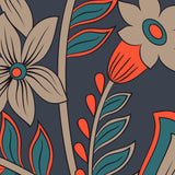Orange and Teal Blooms-wallpaper-eco-friendly-easy-removal-GIOIA-WALL-ART