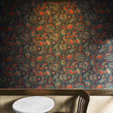 Orange and Teal Blooms-wallpaper-eco-friendly-easy-removal-GIOIA-WALL-ART