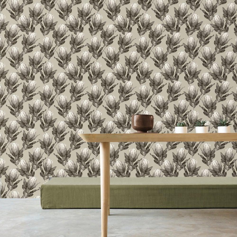 Sage Protea-wallpaper-eco-friendly-easy-removal-GIOIA-WALL-ART