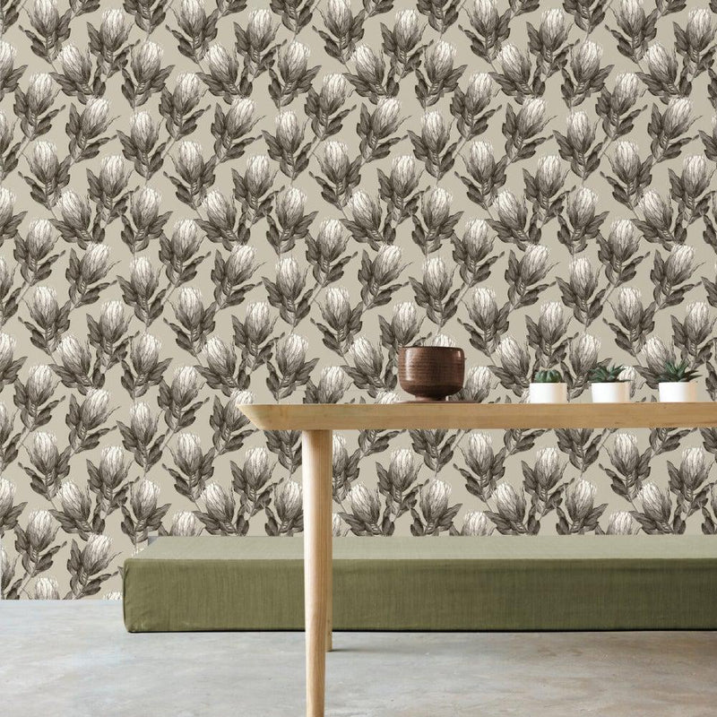 Sage Protea-wallpaper-eco-friendly-easy-removal-GIOIA-WALL-ART