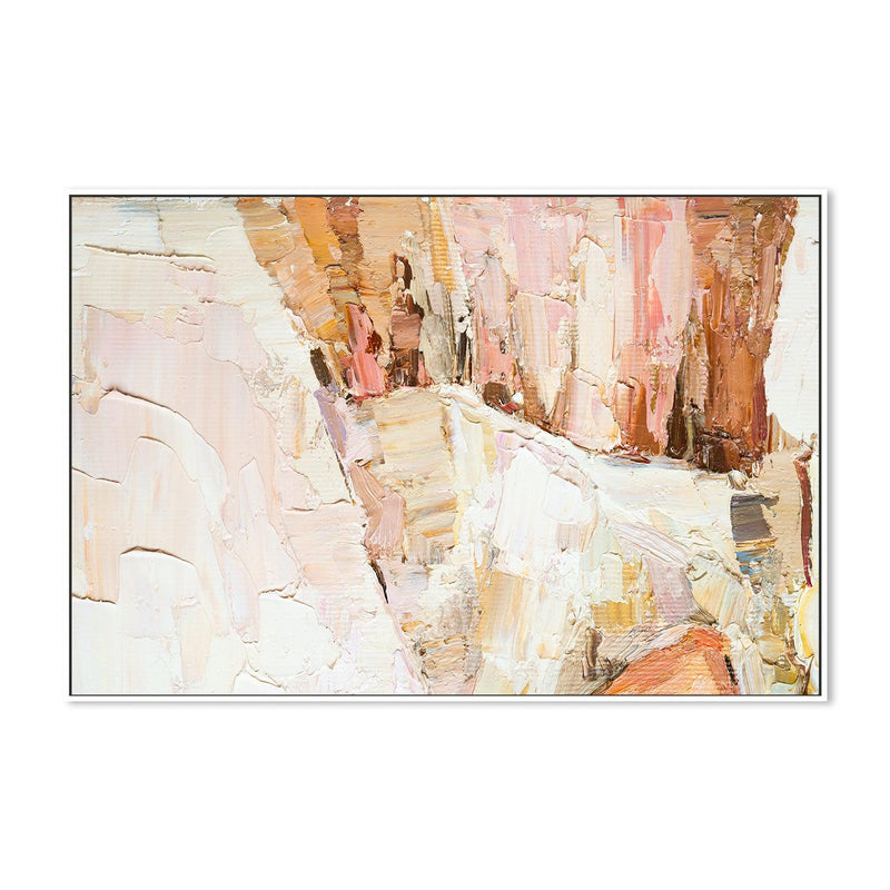 Mustard and Pink Abstract , Hand-painted Canvas