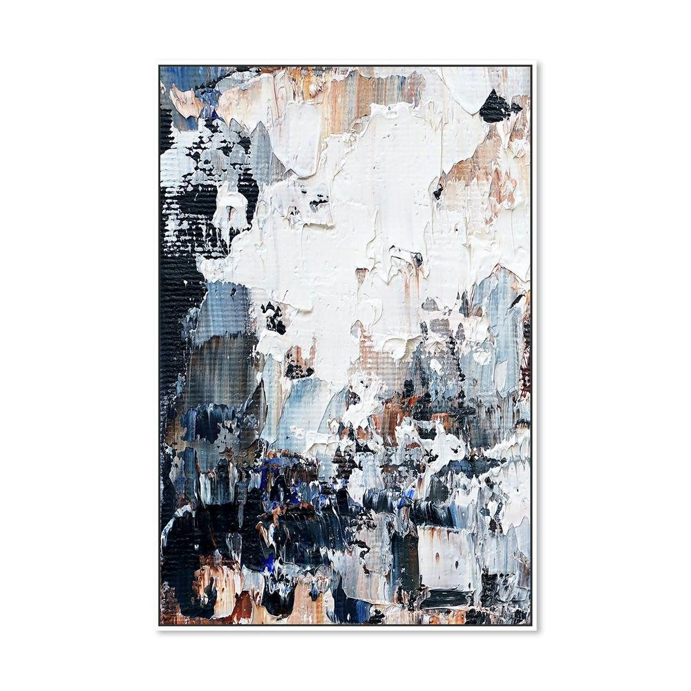 Blue, White and Nude Abstract , Hand-painted Canvas