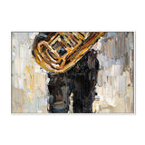 Mustard, Black and Grey Abstract , Hand-painted Canvas
