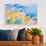 Golden Blooms and Blue Skys, Hand-painted Canvas-Framed-Canvas-Print-Poster-Gioia Wall Art