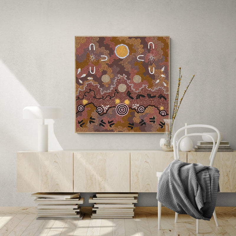 Grandfathers Country, Original Indigenous Hand-Painted Canvas-Gioia-Prints-Framed-Canvas-Poster-GIOIA-WALL-ART