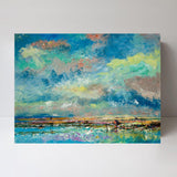 Over the Blue and Green Lake, Hand-painted Canvas-Framed-Canvas-Print-Poster-Gioia Wall Art