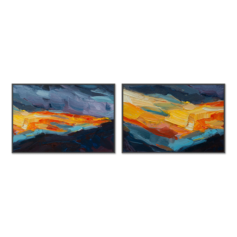 Playing With Fire, Style A & B, Set of 2 , Hand-painted Canvas