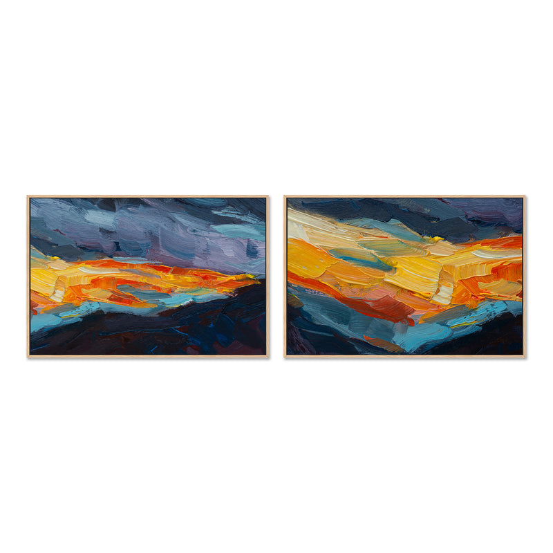 Playing With Fire, Style A & B, Set of 2 , Hand-painted Canvas