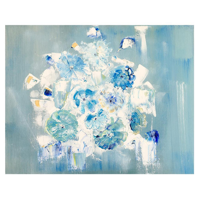 Pastel Blue Daisy's, Hand-painted Canvas-Framed-Canvas-Print-Poster-Gioia Wall Art