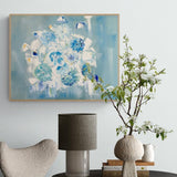 Pastel Blue Daisy's, Hand-painted Canvas-Framed-Canvas-Print-Poster-Gioia Wall Art