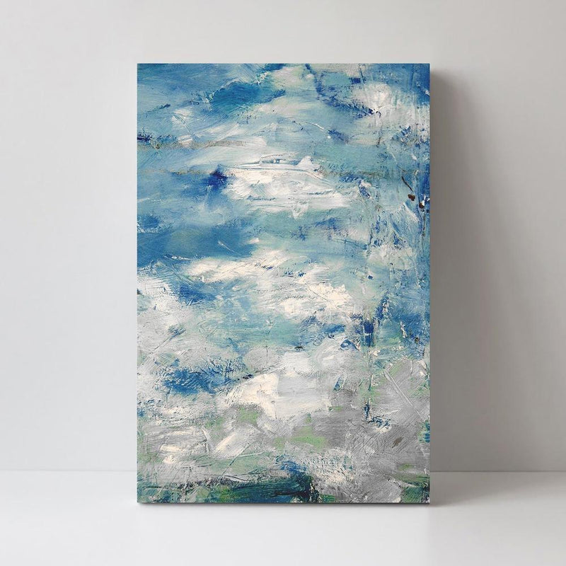 Blue and Green Skys, Abstract Art, Hand-painted Canvas-Framed-Canvas-Print-Poster-Gioia Wall Art