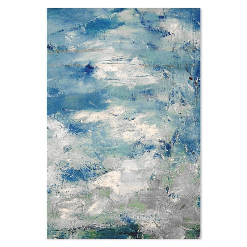 Blue and Green Skys, Abstract Art, Hand-painted Canvas-Framed-Canvas-Print-Poster-Gioia Wall Art