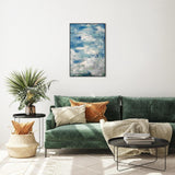 Blue and Green Skys, Abstract Art, Hand-painted Canvas-Framed-Canvas-Print-Poster-Gioia Wall Art