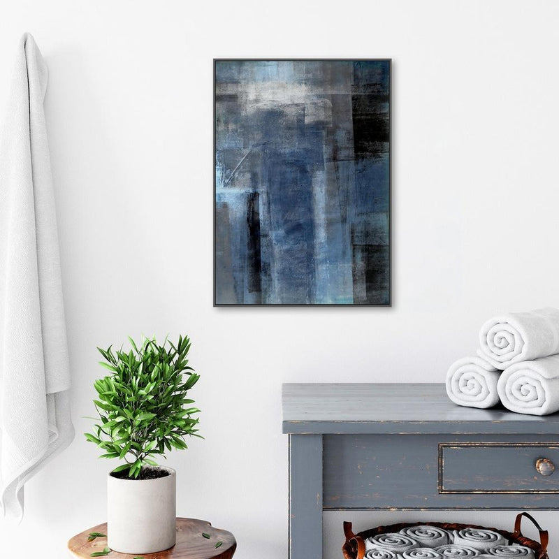 Blue Mystery, Abstract painting, Hand-painted Canvas-Framed-Canvas-Print-Poster-Gioia Wall Art