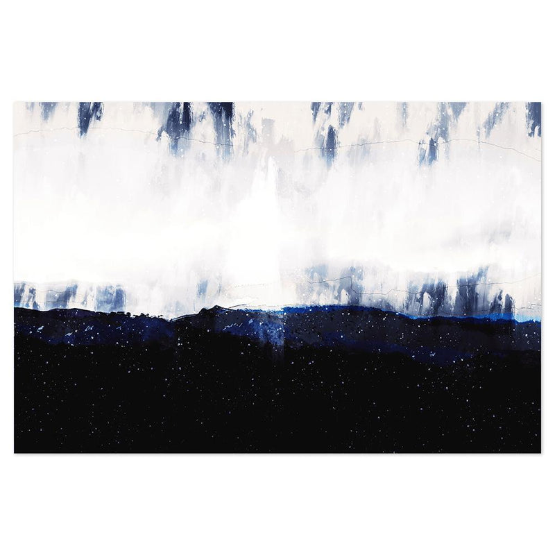 Dark Blue Dawn, Abstract landscape, Hand-painted Canvas-Framed-Canvas-Print-Poster-Gioia Wall Art