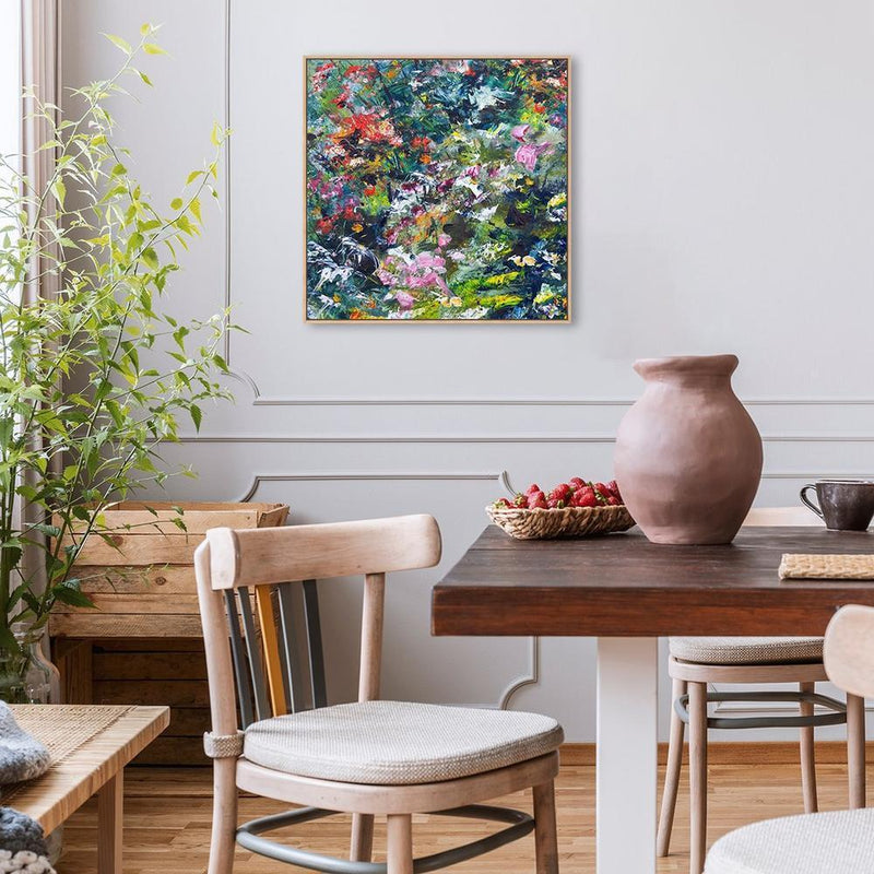 The dream garden, abstract painting, Hand-painted Canvas-Framed-Canvas-Print-Poster-Gioia Wall Art