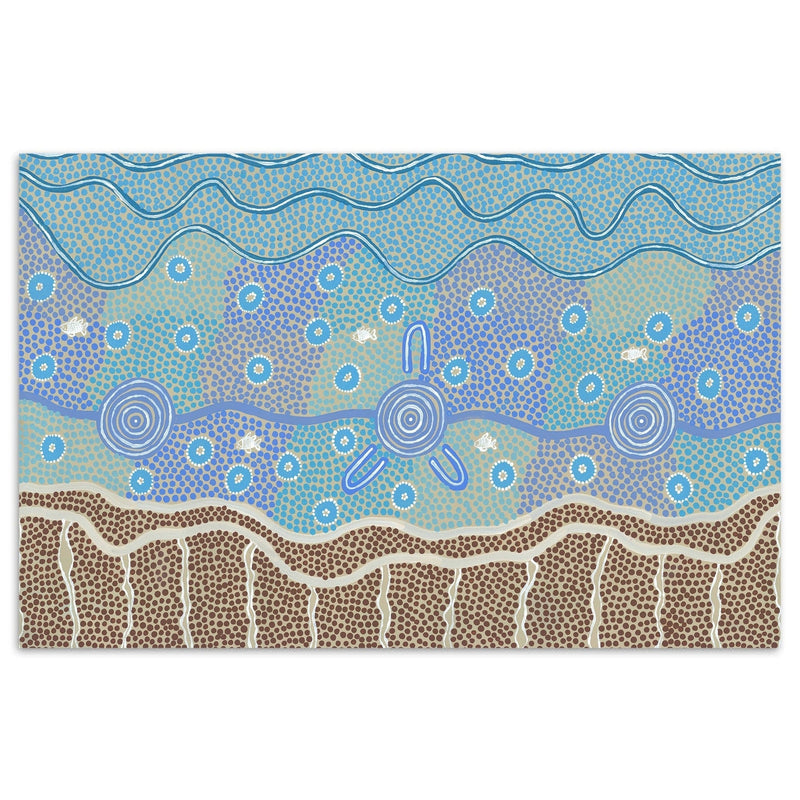 Water Connection, Original Indigenous Hand-Painted Canvas-Gioia-Prints-Framed-Canvas-Poster-GIOIA-WALL-ART